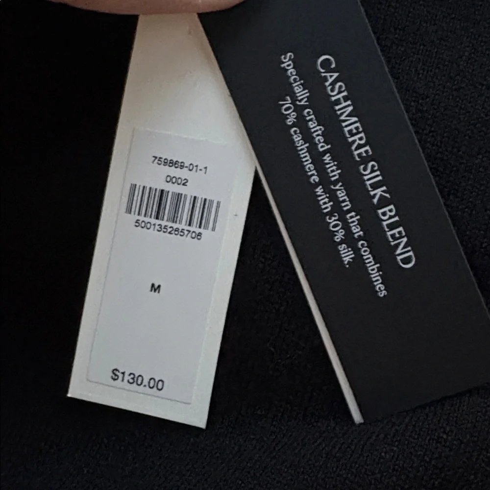 NWT Banana Republic Black Cashmere Silk Short Sleeve Sweater Sz M (759869)